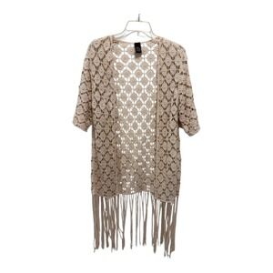 Raj Boho Crochet Lace‎ Fringe Kimono Cardigan Open Front Cotton One Size